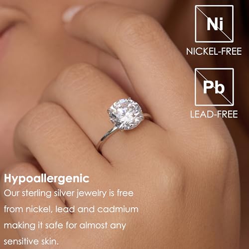 Michooyel S925 4ct Round Brilliant Cut Solitaire Engagement Rings For Women Wedding Ring Sterling Silver Cubic Zirconia Promise Ring Fine Jewelry For Women2