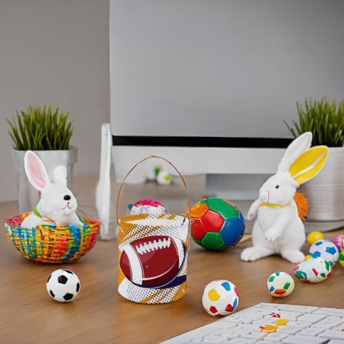Image of Football Easter Basket for Kids Baby Boys and Girls Cute Toy Storage Organizer Bin Box Easter Dinosaur Room Decor(Football)