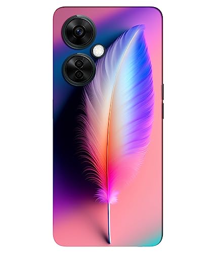 Image of ''Feather ''- (Pink-Purple) Printed Hard Mobile Back Cover & Case for OnePlus Nord CE 3 Lite 5G, Designer | Protective & Premium Cover & Case