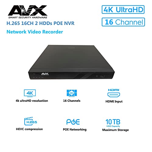 AVX POE Network Video Recorder,4K 16CH POE NVR Security Camera System Recorder,8MP Security NVR for Analog Security Cameras- Supports up to 16 x 8MP/4K IP Cameras,16-Channel Power Over Ethernet… - Image 3