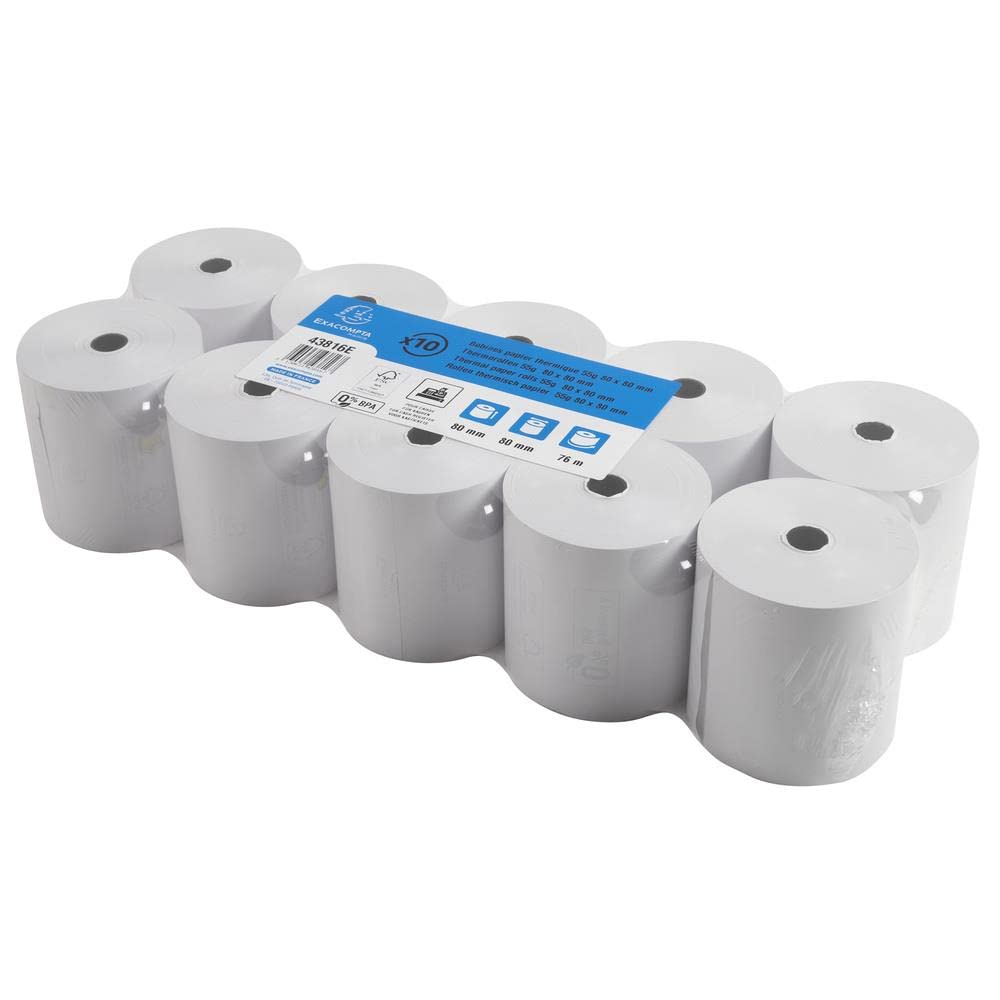 EXACOMPTA Lot de 30 Bobines pour tickets de caisse 80x72mm - 76m - 1 pli thermique 48g/m2