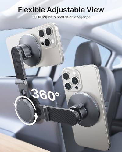 Image of andobil Upgrade Tesla Phone Mount [Strong Magnet & Foldable] MagSafe Car Mount for Tesla New Model Y Juniper Model 3, 360 Adjustable Tesla Phone Holder fits iPhone 17 16 15 Pro Max, Tesla Accessories