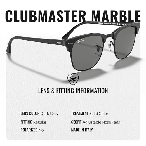 Ray-Ban RB3016 CLUBMASTER MARBLE Square Shaped Sunglasses for Men & Women with Official RAYBAN Eyewear Kit4