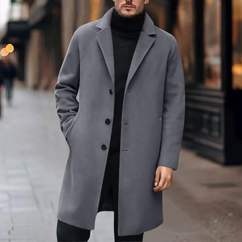 Mens Wool Coat 2025 Classic Long Coat Dressy Jacket Single Breasted Winter Pea Coats Trench Overcoat Peacoat Blazers2