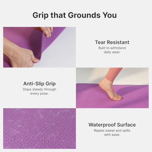 Image of Cult Yoga Mat EVA 5mm with Carry Strap - Non-Slip, Lightweight & Cushioned Exercise Mat - Sweat-Resistant, Durable & Eco-Friendly for Yoga, Pilates, Stretching, Meditation & Home Gym - Purple