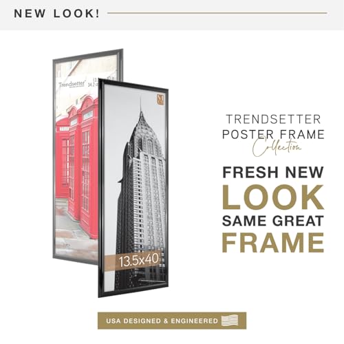 MCS Trendsetter 13.5x40 Poster Frame Black High-Gloss, Vertical & Horizontal Wall Hanging Large Picture Frame for Photos, Posters & Art Prints (1-Pack)