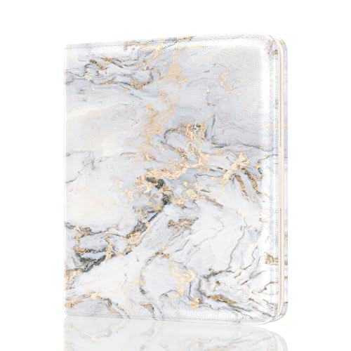 Image of Rouidr Womens Wallet, RFID Small Slim Wallet for Women, Cute Bifold Leather Pocket Credit Card Holder Ladies Mini Purse with Zipper Coin Pocket & ID Window, Gray Gold Marble