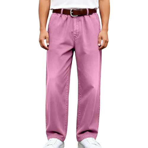 Jean baggy homme droit et ample en denim de coton simple et souple