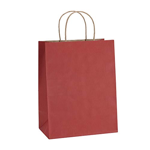 BagDream Kraft Paper Bags 100Pcs 5.25x3x8 Inches Small Kraft Gift Bags with Handles Bulk, for Shopping, Party Favor, Retail, Merchandise, Business, Red Paper Gift Sacks