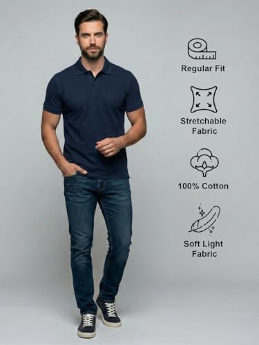 Image of XENOVAURBAN Cotton Polo t Shirt for Man | Regular Fit Solid Color Classic Cotton Polo T-Shirt with Collar for Men