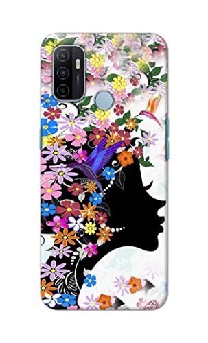 Image of Printed Hard Back Cover Case for Oppo A53 4G | Oppo A53S 4G | Oppo A32 | Oppo A33 2020 Back Cover (Floral Hairstyle Girl) -1803