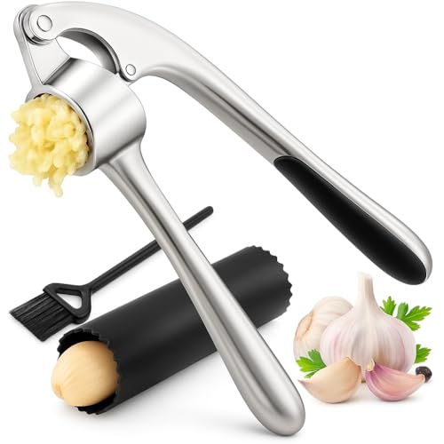 Stainless Steel Garlic Press & Mincer Tool – Heavy Duty...