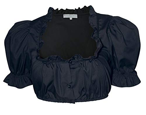 Kaiser Franz Josef Dirndlbluse Trachtenbluse Kurzarm Bluse für Dirndl Trachtenmode Fest-Tracht schwarz für Ballkleid Festtagstracht Baumwollmischung pflegeleicht waschbar mit Knöpfen, Größe:44 Cover