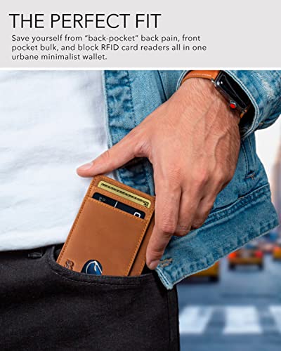 SERMAN BRANDS Front Pocket Wallet with Money Clip Magnetic. Bifold Minimalist RFID Leather Wallets for Men Slim Card Wallet2
