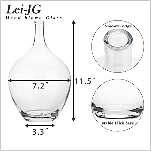 Lei-Jg 11In Large Clear Floor Vase，Glass Jug Vase，Tall Glass Vases For Centerpieces，Big Transparent Vintage Bubble Round Vase, Centerpieces For Farmhouse Tabletop Indoor Festive Decoration #TOP1