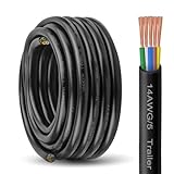 5 Way Trailer Wire - 14 Gauge 5 Conductor 25FT Pure Copper Heavy Duty Cable Extension Rv Trailer Wiring Cord Insulated 14/5 Cable for Rv and Automotive