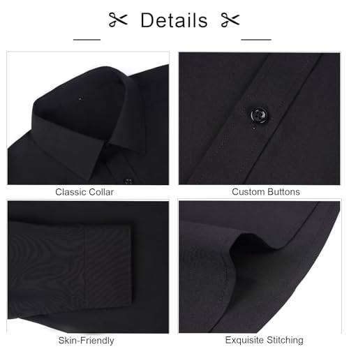 Image of Alizeal Mens 3 Pcs Long Sleeve Shirts Set | Pocket Square Necktie Perfect for Weddings Business Daily Wear