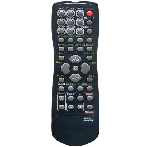 RAV254 WE45870 US Replacement Remote Control Applicable for Yamaha AV Receiver RX-V350 RX-V359 RX-V373 RX-459 RX-V496 HTR-5240 HTR-5250 HTR-5630 HTR-5730 RX-V373BL RX-V750 HTR-5740 HTR-5850 HTR-5840