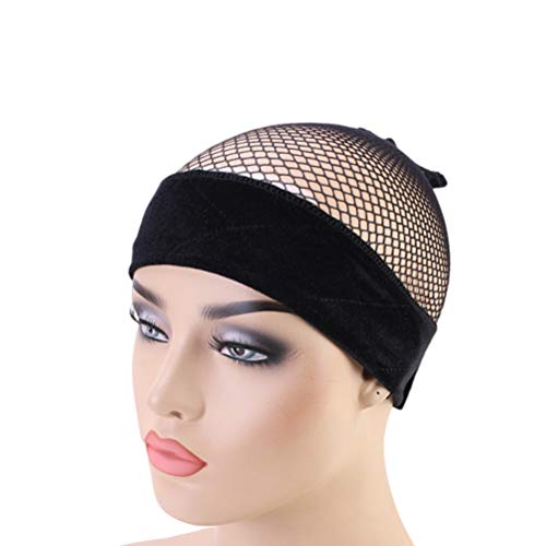 Lurrose Elástico fixo peruca bandana peruca capa de malha malha ajustável peruca touca acessórios pe