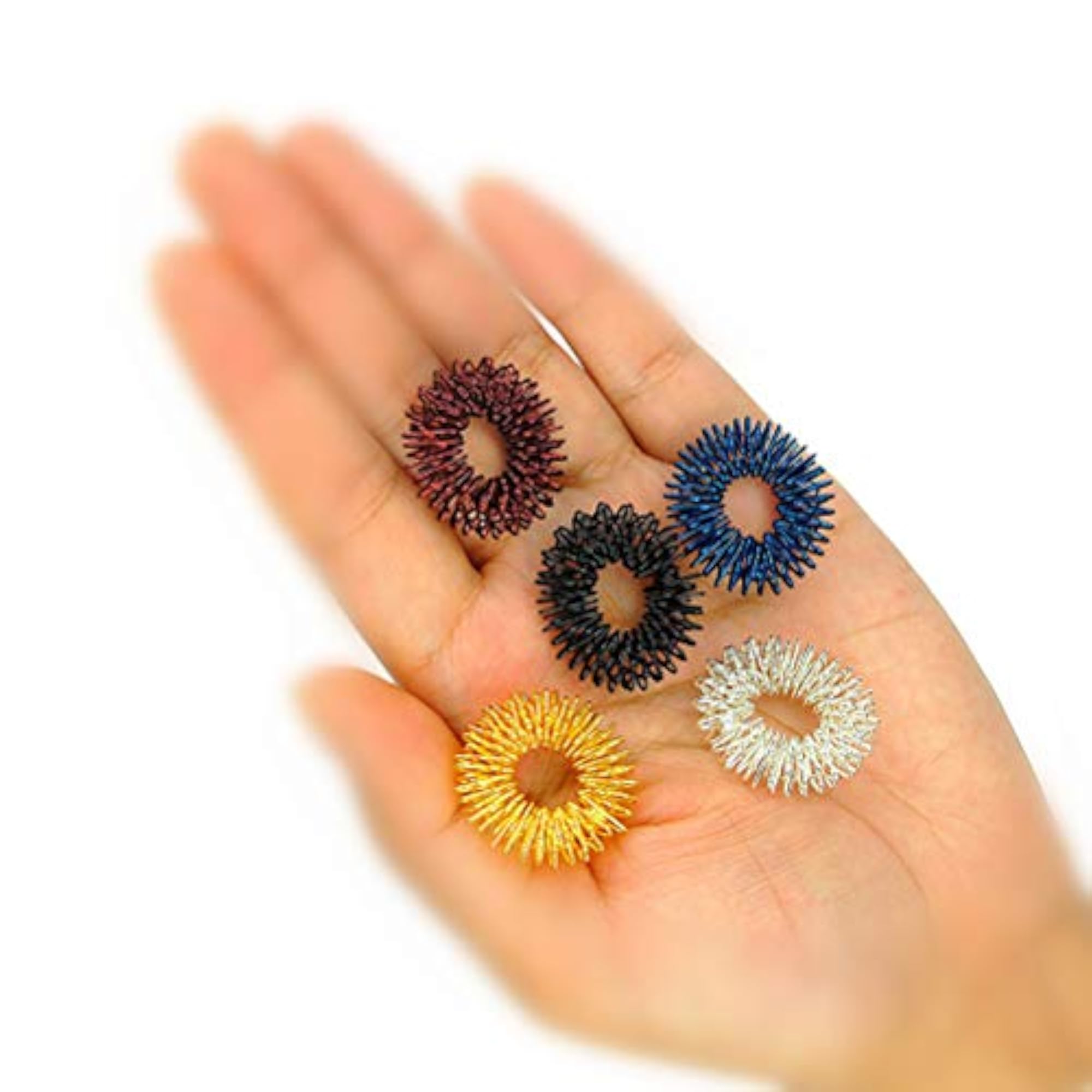 5pcs Acupressure Massage Rings Set (Gold/Silver/Black/Blue/Red)