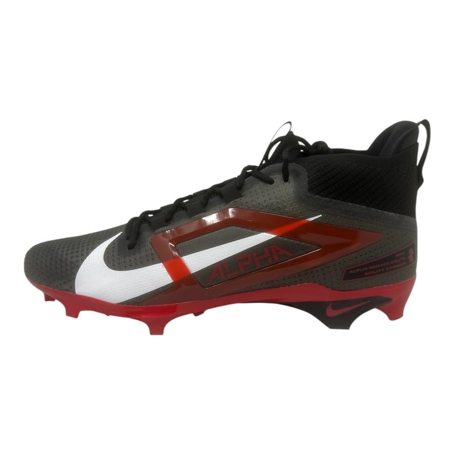 Image of Nike Alpha Menace 4 Elite Football Cleats (FD7036-600, University Red /Team Red /Black /White)
