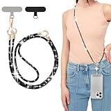 EspZanthic Lanière de Téléphone avec Dragonne, Bling Cordon Universel pour Portable, Tour de Cou Smartphone Sangle Attache, Sangle Téléphone en Bandoulière x 1, Dragonne x1,Patch x2