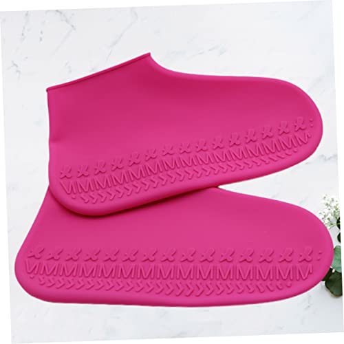 Cubiertas para zapatos impermeables de silicona, unisex, para actividades al aire libre, diseño grueso, para hombres y mujeres, color rosa, talla S miniatura 3
