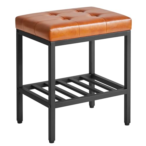 IBUYKE Rectangular Makeup Stool with Adjustable Feet and Storage Space,
