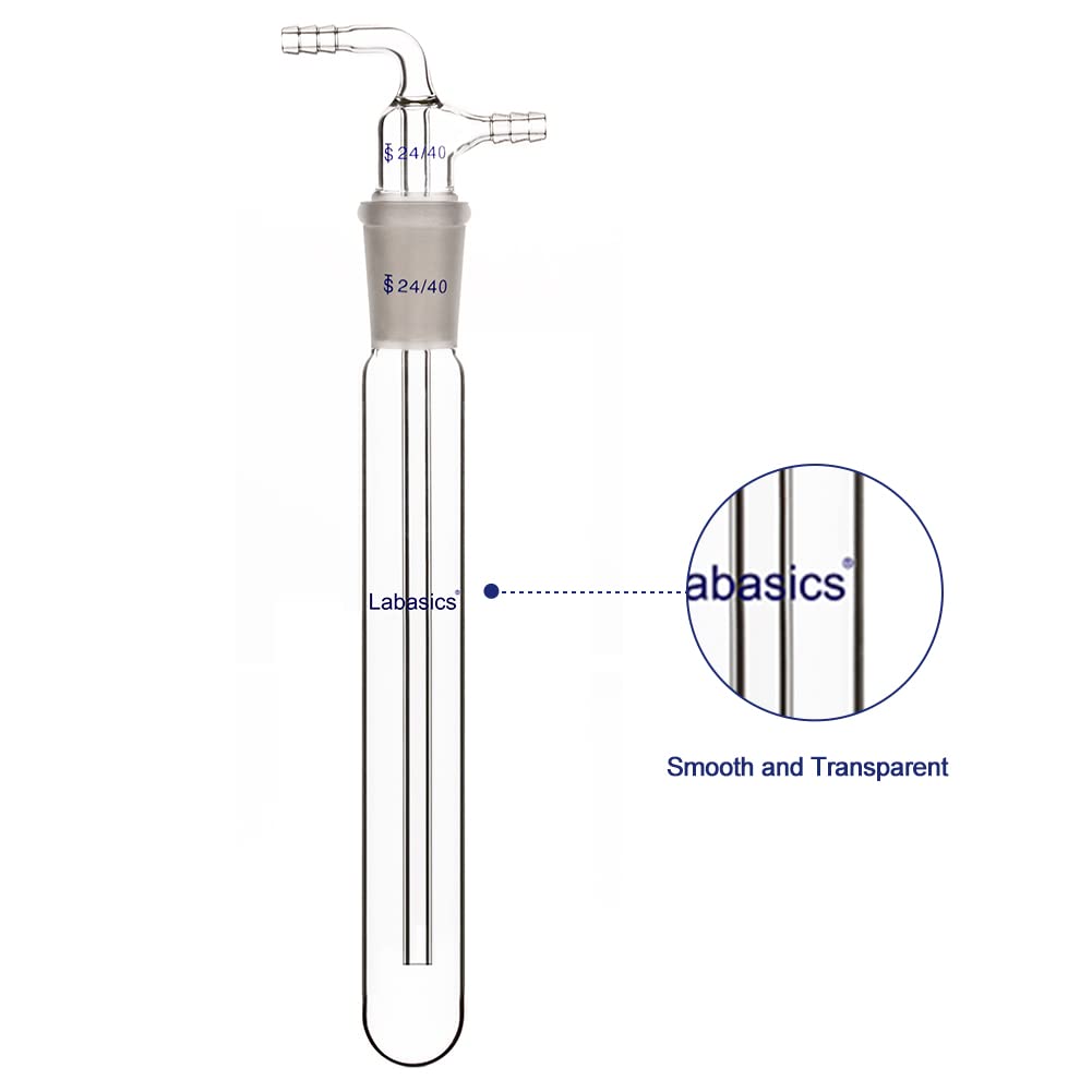 Labasics Glass Vakuum-Kühlfalle Trap mit 10 mm verzahntem Schlauch, 200 mm Länge unterhalb der 24/40 Verbindung