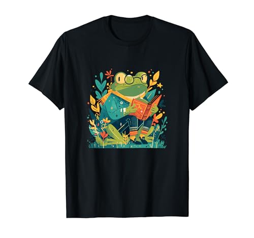 Cottagecore Rana Lectura Lindo Retro Bookish Booktok Fantasía Camiseta