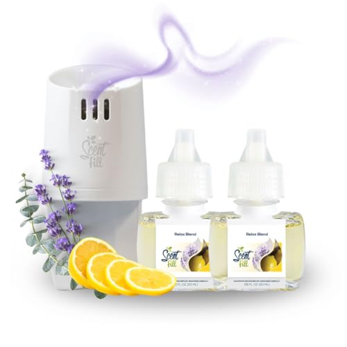 Scent Fill Relax Blend Plug in Air Freshener Scented Oil Refills 2 Refills + Diffuser