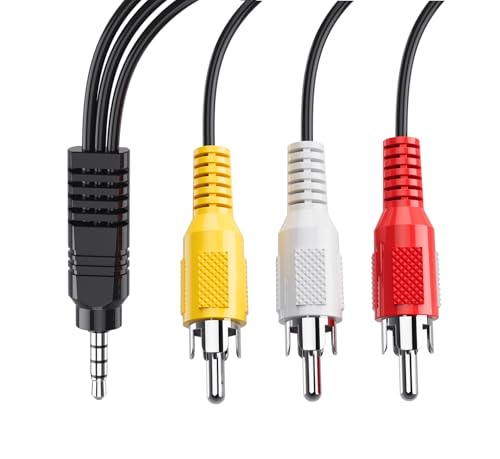 Av Cable, 3.5mm to RCA AV Output Cable for TV, Smartphones,MP3, Tablets,Speakers,Home Theater - 5ft