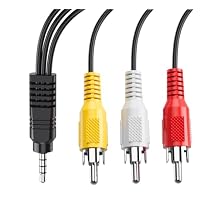 Av Cable, 3.5mm to RCA AV Output Cable for TV, Smartphones,MP3, Tablets,Speakers,Home Theater - 5ft