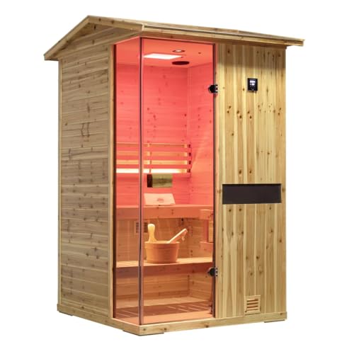 HKXSC Outdoor Sauna Steam 2 Person, 2.5kW Traditional Saunas for