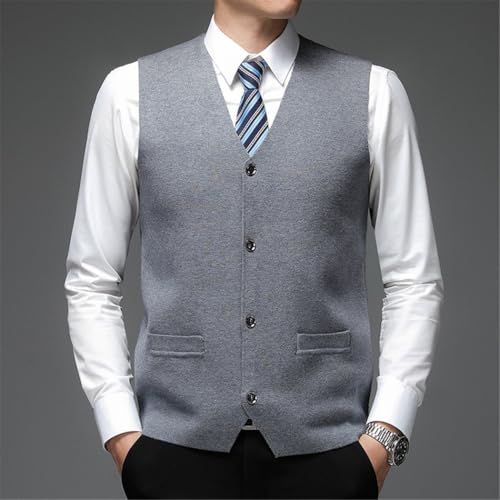 Men's Autumn Winter V Neck Knit Cardigan Vest Sleeveless Sweater Classic Casual Slim Fit Knitted Waistcoat Tops2