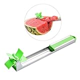 Perfektes Design: Melonenschneider messer edelstahl hat ein ergonomisches Design. Der Griff hat einen guten Griff und das Wassermelonenmesser lässt sich leicht in die Wassermelone einführen, wodurch Sie beim Verwenden des Wassermelonenmessers nicht aus dem Wassermelonenmesser rutschen können und sich die Finger nicht schneiden und verletzen.