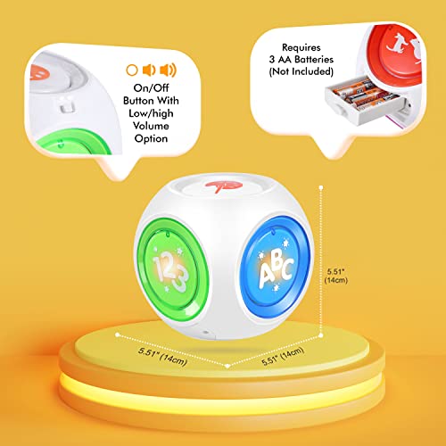 Smart Learning Cube Toy For Kids -Interactive Educational Light Up Toy, Learn Songs, Alphabet, Numbers, Animals, Instruments, Colors | Ideal For Children 6 Months+, Baby Toys -Toddler Toys #TOP3