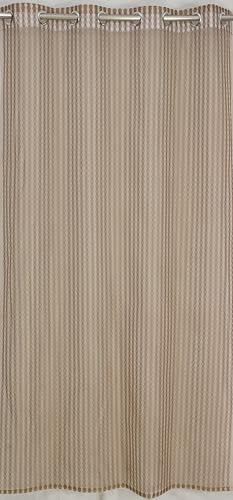 Image of Premium Sheer Net Curtain for Long Door 10 Feet | Transparent Net Fabric with Geometric Design | Pack of 1, Chikoo