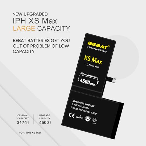 Image of Replacement for iPhone Xs MAX Battery, 4500mAh High Capacity Li-ion Polymer Replacement Battery for Model A1921 A2101 A2102 A2104 with Professional Repair Tool Kits