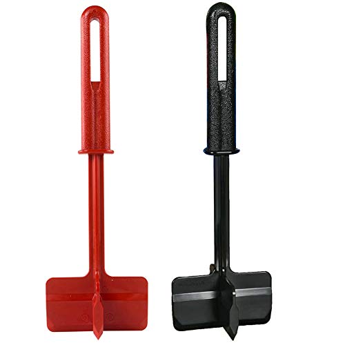 ABILITH Heat Resistant Meat Chopper Stick, Multifunctional Meat and Potato Masher Stick & Smasher for Hamburger Meat, Ground Beef, Turkey & More, Stick Cookware (2 Packs, Black & Red)