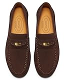 Journey West Ivy Style Suede Slip-on Penny Loafers Shoes for Men Coffee US 9.5