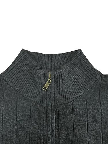 Men Fall Quarter-Zip Pullover Sweaters Winter Warm Long Sleeves Stand Collar Cotton Knitted Sweater2