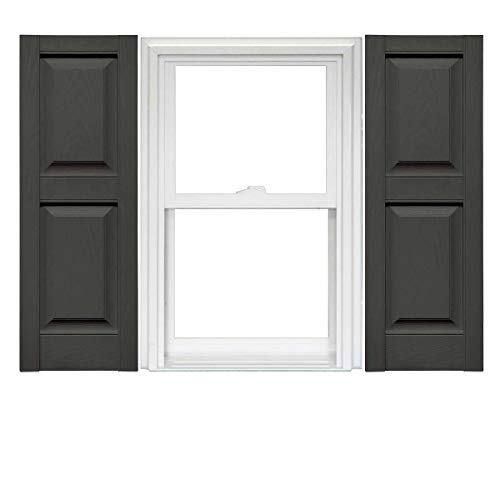 Mid America Raised Panel Vinyl Shutters (1 Pair) - 12 x 31 018 Tuxedo Grey with Mounting Hardware