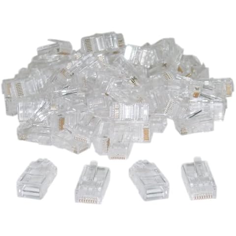 PCCONNECT RJ45 CAT 5(8P8C) Crimp Connector, no Load bar for Stranded and Solid (100 Pcs Per Bag) Cover