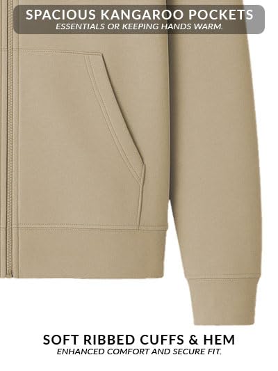 Image of ADRO Men's Regular Fit Zip-Up Hoodie for man | 320 GSM Cotton Poly Fleece Zipper Sweatshirt with Soft Fabric & Printed Hoodies