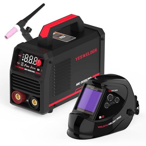 Image of YESWELDER 205Amp Stick Welder with Lift TIG Torch, [Large LED Display] 110V/220V Dual Voltage Portable Welding Machine & Large Viewing Screen 3.93"X3.66" True Color Auto Darkening Welding Helmet