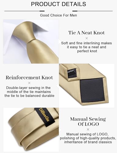 Image of DiBanGu Mens Solid Color Tie and Pocket Square Set Woven Silk Plain Necktie & Handkerchief for Men Wedding Party Formal