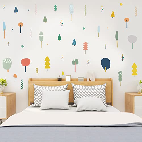Small Woodland Trees Wall Sticker Cute Aesthetic Forest Wall Decals Diy Jungle Tree Wall Sticker Removable Vinyl Window Clings For Nursery Kids Room #TOP1