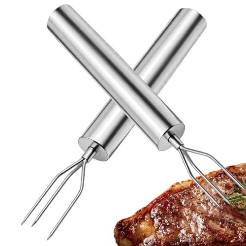 Stainless Steel Meat Fork Set | 2 Durable Kitchen Utensils for Fruit Carving - Perfect for Home, Restaurant, Camping, and Barbecues