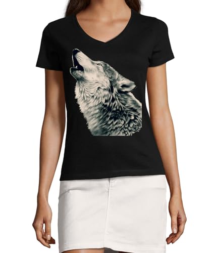 T-shirt loup arctique col V femme pour un look casual urbain